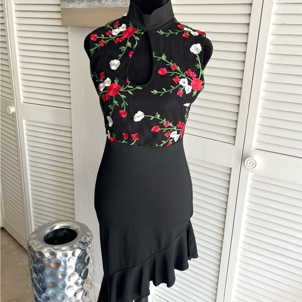 Elegant Black Floral Dress